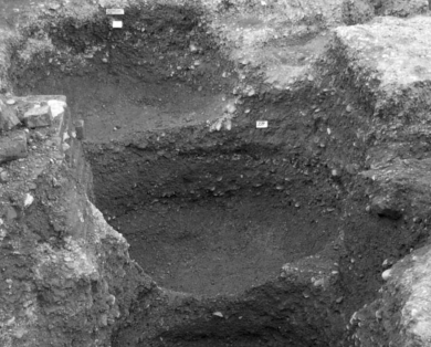 Excavated pits in urban site