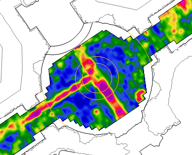 Radar slice through grotto floor